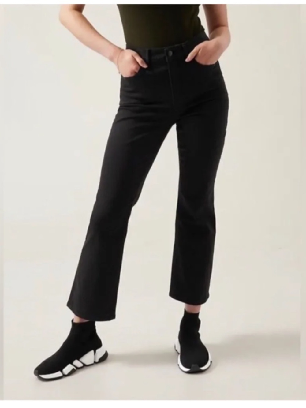 Athleta High Rise Sculpted Kick Flare Denim Jean in Black Size 16